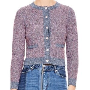 NWT SANDRO Elleonore Violet Shimmer Button Front Cardigan Small